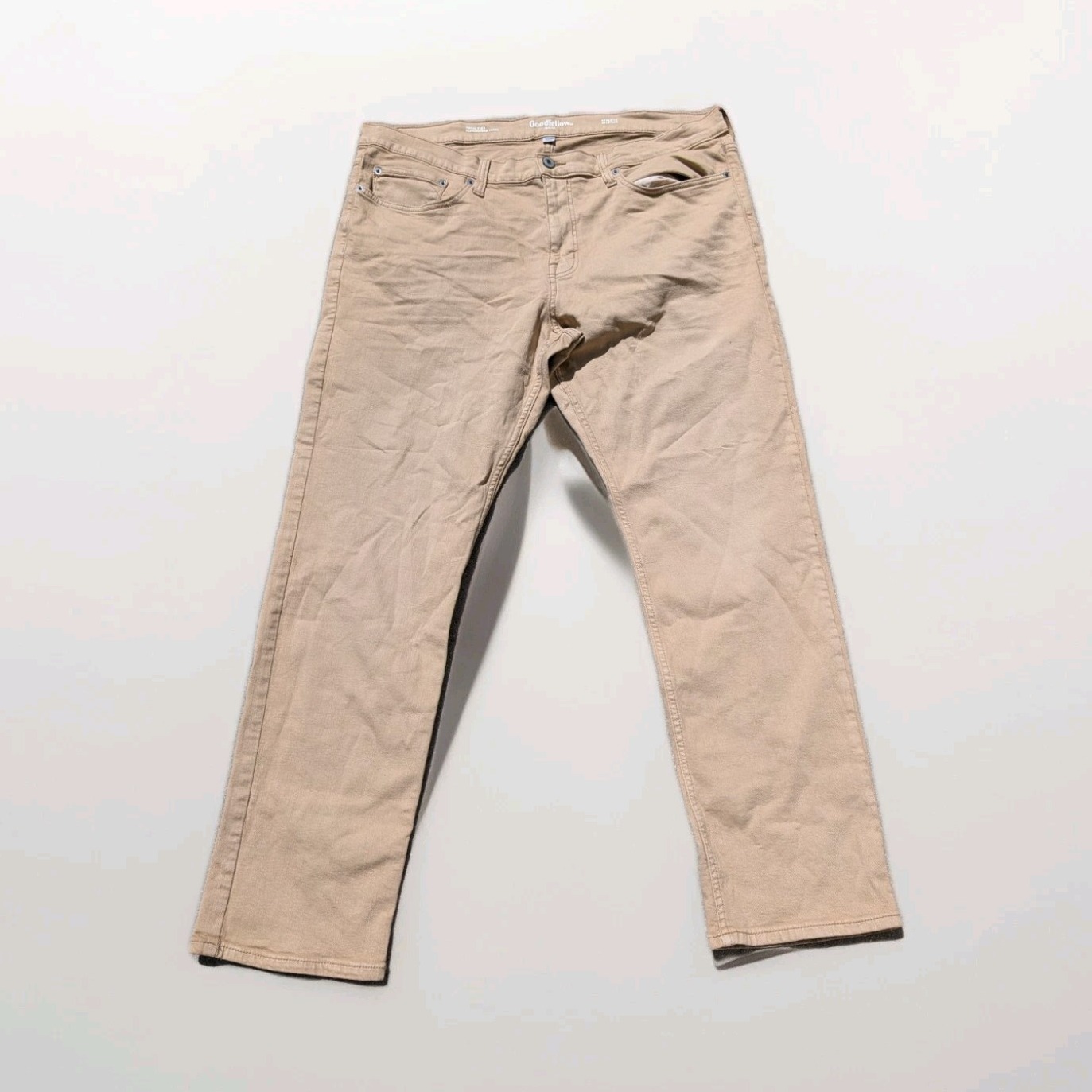 Goodfellow & Co Athletic Fit Men's Pants 40w Beige Cotton Twill Button Zip